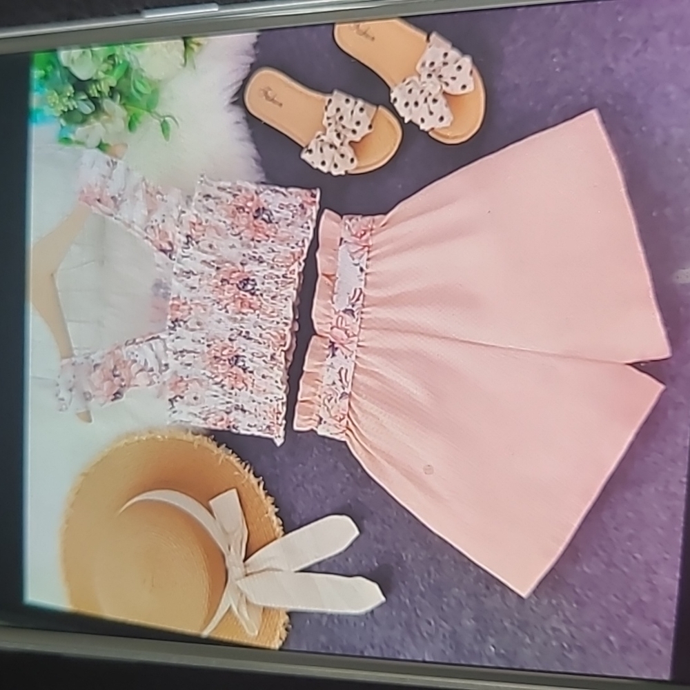 2 piece girl floral tank top and shorts set